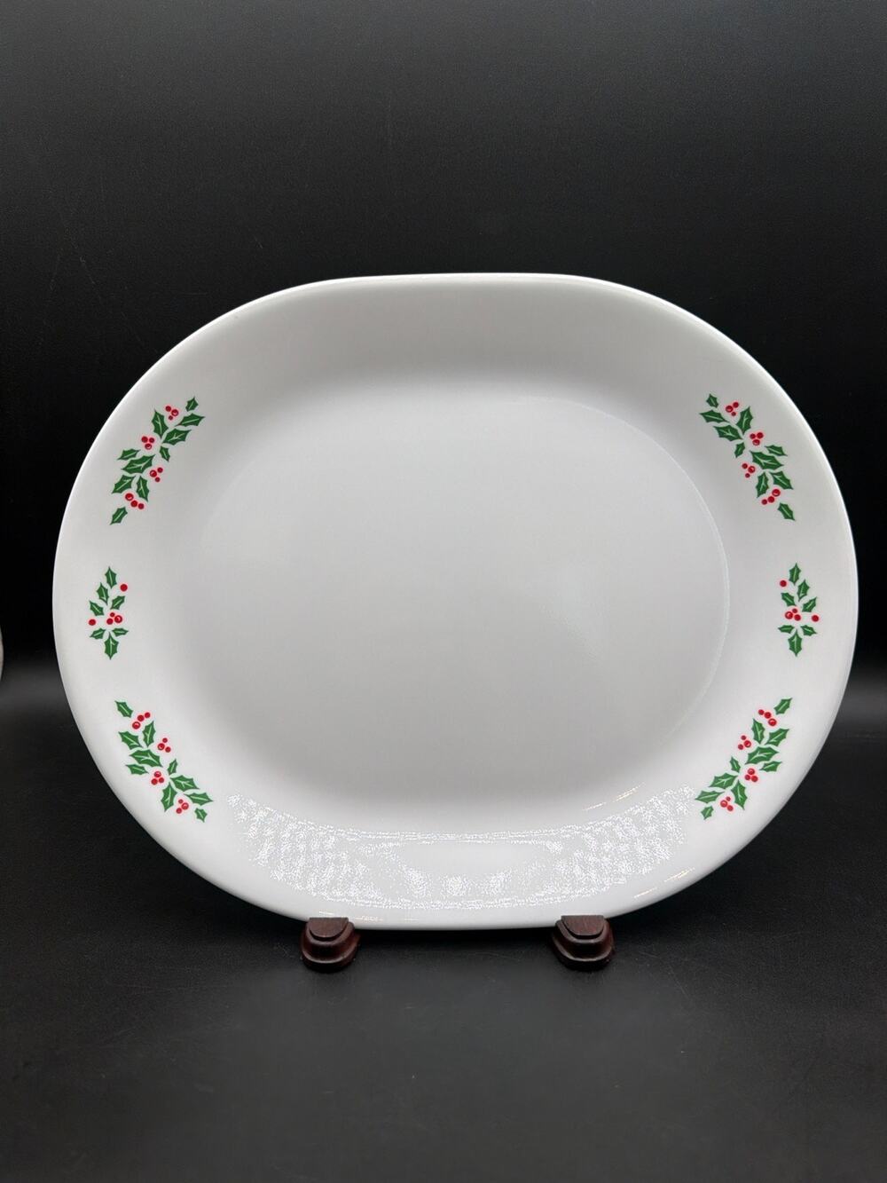 Corelle Corning Holiday Holly Oval Serving Platter 12” Christmas Vitrelle USA